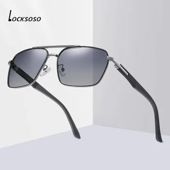 LOCKSOSO Saulesbrilles Vīriešiem Ir 2021. Braukšanas Polarizētas Saules Brilles UV400 Modes Klasika Vintage Vasaras Dekoratīvu zīmola dizainere melns