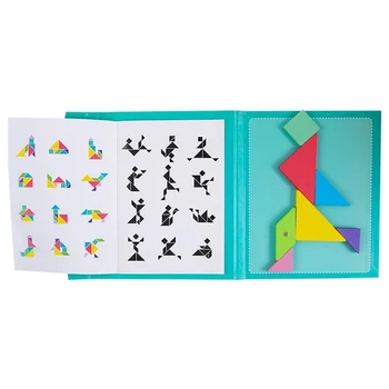 Magnētiskā 3D Jigsaw Puzzle Spēli Tangram Montessori Mācību Izglītības Zīmēšanas galda Spēles, Rotaļlietas, Dāvanas Bērniem, Mācību Rotaļlietas