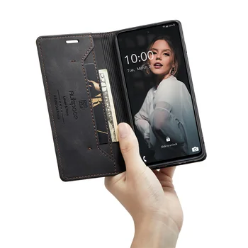 Magnētiskā Samsung Galaxy A52 Gadījumā Retro Ādas Maks + Silikona Mīksto Pārsegu Tālruņa Vāciņš Samsung Galaxy A72 5G Kartes Slots Gadījumā