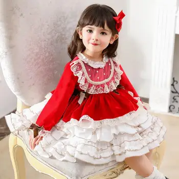 Miayii BabyClothing spāņu Lolita Vintage Samta Turcija Mežģīnes Bumbu Kleita Dzimšanas dienas svinības, Lieldienu Princese Kleita Meitenēm Y3793