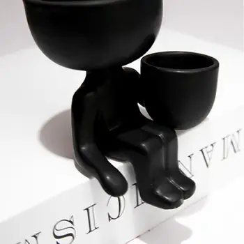 Mini Cute Radošais Augu Pot Humanoīdu Keramikas Augu Pot DIY Amatniecības Poda Ziedu Vāze Mājas Biroja Apdare