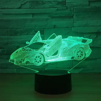 Modes 3D Lampas Jauno Auto, 7 Krāsu Izmaiņas Akrila Nakts Gaisma bērniem, Krāsu, gaismas, LED USB Galda lampa Atmosfēru Nakts Dekori