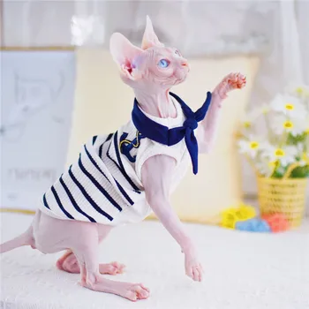 Navy stilā Sfinksu Kaķu Apģērbu Jūrnieks Kitty Apģērbs Komfortu Pavasara vasaras Matiem Pet Closthing Modes