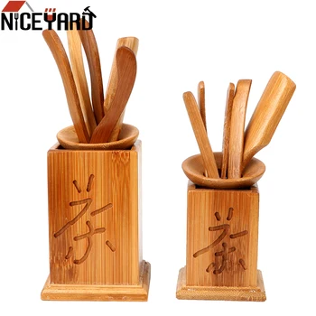 NICEYARD 7pcs/set Puer Nazi, Karoti Vintage Tējas Ceremoniju Piederumi Klipu Sietiņš Kung Fu Tējas Komplekti Ķīniešu Bambusa Tējas Instrumentu Komplekts