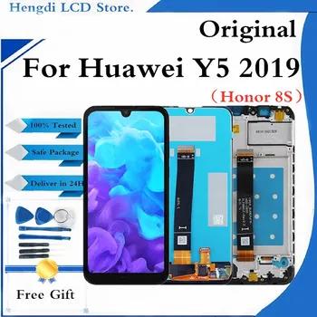 Original LCD Huawei Y5 2019 LCD Displejs, Touch Ekrāns Huawei Honor 8S Displejs Ar Rāmi AMN-LX9 LX1 LX2 LX3