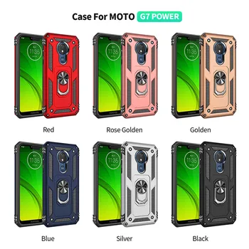 Par Motorola Moto G7 Jauda Lietu Vāku Bruņas Izturīgs Militārās Automašīnas Turētājs Gredzenu Gadījumā Motorola Moto G7 Power ASV Versija G7power