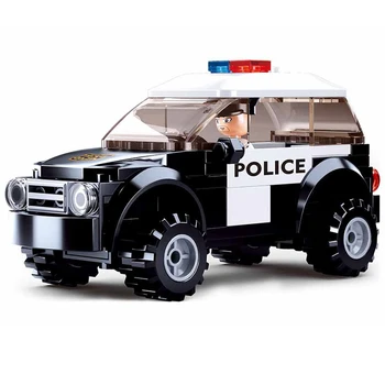 Pilsētas Policijas SUV Patruļas Auto Modeļa Bloki Policists Skaitļi Ķieģeļi Klasiskās Izglītības Celtniecības Km Rotaļlietas Bērniem