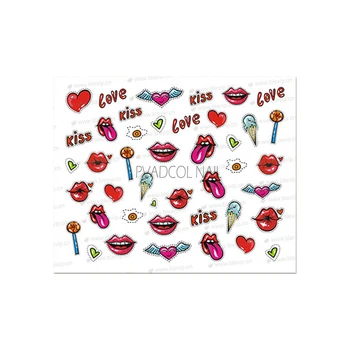 Pop Art Nagu Uzlīmes Sexy Sarkanu lūpu Konfekte Bubble Gum Burtiem Nagu Piedāvājumus Kuģīši Wow Karstā Cool Girl Style Nagu Uzlīmes, Dekori