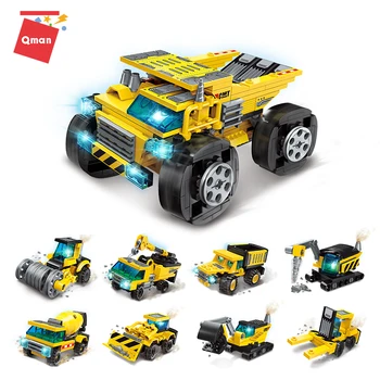 Qman 310PCS Auto Rotaļlietas Projektēšana transportlīdzekļa Automašīnas Rotaļlietas, Dāvanu Pilsēta, Celtniecības Bloki, Kravas Bērniem Ķieģeļi Rotaļlietas Izglītojošās Rotaļlietas
