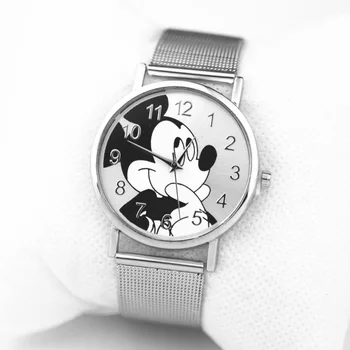 Reloj Mujer Modes Zīmola Mickey Pulksteņi Jaunu Cartoon Sieviešu Kvarca Skatīties Dāma Nerūsējošā Tērauda Dāmas Kleita Pulksteņi Kobiet Zegarka