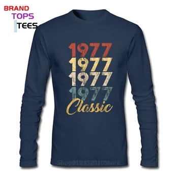 Retro 70 Apģērbs Vintage Classic 1977 T Krekls Awesome Dzimšanas dienas Dzimis 1977. gadā T-Krekls Vīriešu garām piedurknēm Tshirt