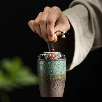 Retro Keramikas tējas jar Tieguanyin konteineri ceļojumu tējas maisiņu uzglabāšanas kaste Portatīvo keramikas tējas caddy spice organizators uzglabāšanas tvertnes