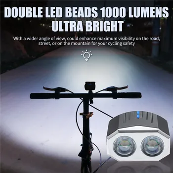 RIETUMU RITEŅBRAUKŠANAS 1000 Lumeni Velosipēds Gaismas 140db Ragu Bell USB Lādējamu Lukturu Tailight Ūdensdrošs LED Velo Priekšējo, Pakaļējo Lukturi