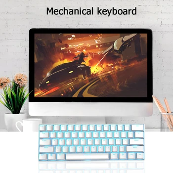 RK61 Bezvadu Bluetoot Mechanical Gaming Keyboard 61 Taustiņi RGB Vienu Apgaismojums Mehāniskās Zaļā Vārpstas Spēle Tastatūra LOL CSGO