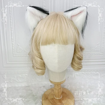 Rokām darinātas dzīvnieku ausu kaķis, auss, matadatu, matu aksesuāri hand-made simulācijas JK auss, mamma lolita kaķa auss pāris klipu galvassegu