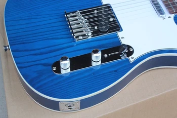 Rūpnīcas veikals, caurspīdīgu zilu body elektriskā ģitāra, ar TL pickups,chrome aparatūras,balts pickguard Elektriskā Ģitāra Guitarra