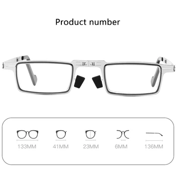 Salokāma Kvadrātveida Mini Lasīšanas Brilles Vīriešu Modes Viegls Presbyopic Brilles Skaidrs, Anti Zilā Gaisma metāla Pilna kadra ar lietā