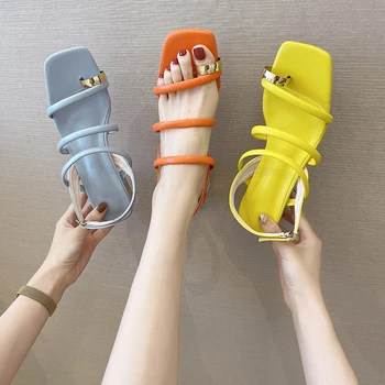 Sandales Sieviešu Vasaras Jaunā Modes Sieviešu Sandales Ir 2021. Siksna Kopā ar kvadrātsakni Sandales Open Toe Sandales Gadījuma Sandales