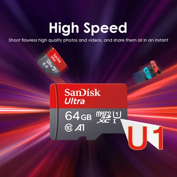 SanDisk Ultra microSD 16GB 32GB 64GB microSD Kartes ar UHS-I karti A1 U1/U3 128GB 256 GB 400GB TF/SD Zibatmiņas Kartes viedtālruņiem