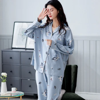 Sievietes Kokvilnas Pidžamas Ziemas Dormir Lounge Sleepwear Ciets Balts Pijama Mujer Guļamistabu Mājas Drēbes Tīras Kokvilnas Pidžamas PJs