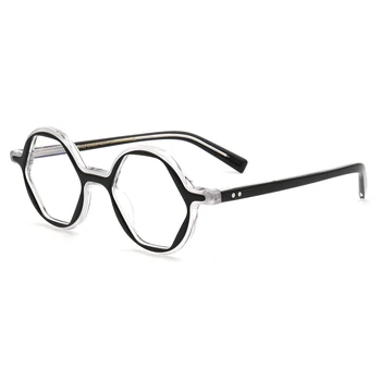 Sieviešu Kārtas Briļļu Rāmis Vīriešu Optisko Retro Sešstūra Brilles Rāmis Recepšu Modes Bruņurupuča Aizsardzība Pelēks Skaidri Pārredzama Brilles