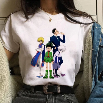 Sieviešu T-krekli, Topi Kawaii Hunter X Hunter T-krekls Killua Zoldyck T-krekls ar Apaļu Kakla Gadījuma Mīksto Anime sieviešu T-krekls