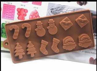 Silikona kūka pelējuma 6 komplekti Ziemassvētku koku nūjiņu zeķes Sniegavīrs silikona Šokolādes Pelējuma