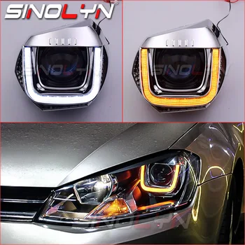 Sinolyn Augstas Konfigurācijas Pārbūves Komplekti, VW Golf 7 2013. Gada Oriģinālo Lukturu Uzlabot LED dienas gaitas lukturi Hella 3R G5 Q5 Projektora Lēcas