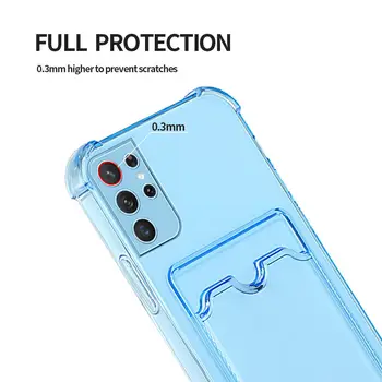 Skaidrs, Anti-fall Aizsardzības Case For Samsung Galaxy S21 Ultra 5G S 21 FE S20 Plus Piezīme 20 Kartes Slots Aizmugurējā Kamera Triecienizturīgs Vāks