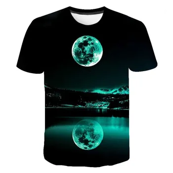Skaista Daba Zvaigžņotām Debesīm 3D Druka T Kreklu Vīrieši Sievietes Vasaras Ikdienas Elpojošs T-krekls Topi Smieklīgi Streetwear Tees Izmērs XXS-6XL