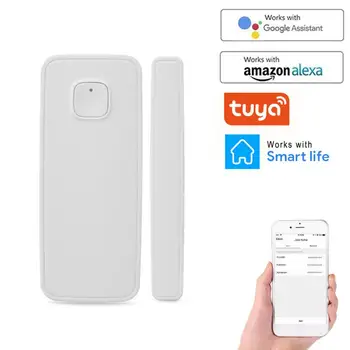 Smart Home WiFi Smart Durvju Sensors Durvis Atvērtas / Aizvērtas Detektori Mājas Signalizācijas Saderīgs Ar Alexa, Google Home Tuya Smart Dzīves APP