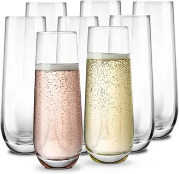 Stemless Šampanieša Flautas Brilles,Eleganti universālie Vīna Dzeršanas Trauki, Dzērienu Tases Ūdens, Sulas, Alus, Liķieri, Noslaucīt