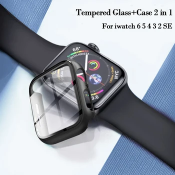 Stikla+case For Apple Skatīties serie 6 5 4 3 SE 44mm 40mm iWatch Gadījumā 42mm 38mm bufera Screen Protector+vāks apple skatīties Accessorie