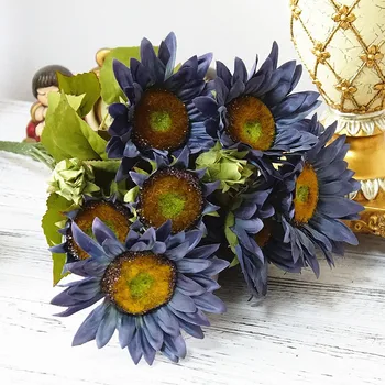Sulīgs Augstas kvalitātes liela saulespuķu pušķis eiropas retro stila mākslīgie ziedi mājas galda dekori ziedi artificiales