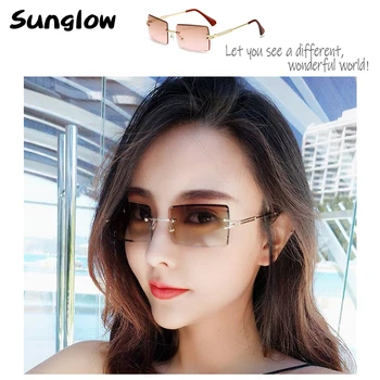Sunglow Vintage Saules Brilles Sieviešu Modes 2021. Gadam,bez apmales Slīpumu, Dekoratīvās Briļļu,Saulesbriļļu Piemērots Milzu, Vadītāja