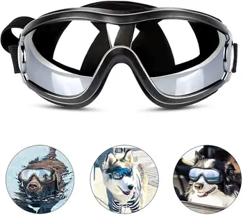 Suņu Saulesbrilles Regulējams Siksnu Ceļojumu Slēpošana Anti-Miglas Sniega Pet Husky UV Aizsargbrilles Ūdensizturīgs Pretvēja, Vidēji Lieliem Suņiem