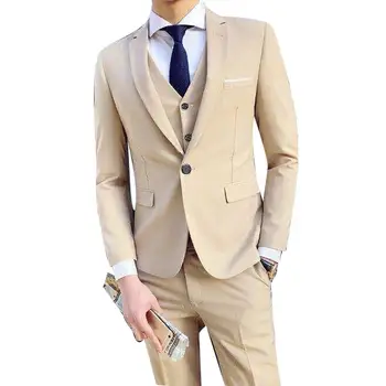 Trīs Gabals/Set Biznesa Puse Labākais Vīriešu Uzvalki Sasniedza Atloks Divas Pogas Pasūtījuma izgatavotu Kāzu Apģērbi Vīriešiem Komplekti