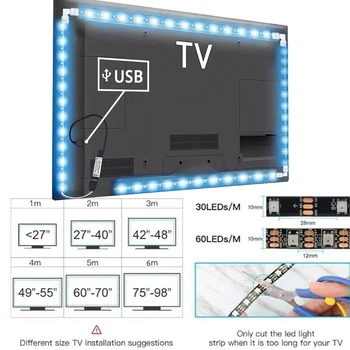 TV Apkārtējās vides Gaismas joslas 12V Ūdensizturīgs 5050/2835 LED Strip Gaismas Bluetooth Apkārtējā Apgaismojuma TV Led Gaismas Lentes RGB Led Gaismas