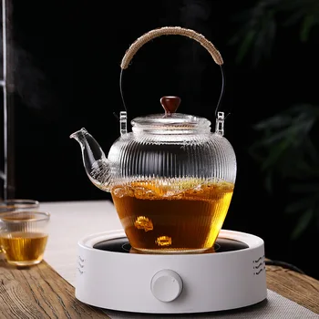 Tējkanna termiski izturīga stikla tējkanna tējas komplekts Ķīnas tējas komplekts pot kafijas filtru 1100ml izturīgs tējkanna tējkannu tējas infuser