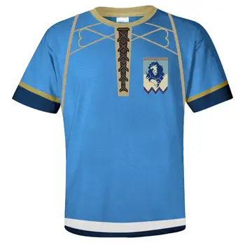 Uguns Emblēmu Trīs Mājas Blue lions Cosplay T Kreklu, Kokvilnas Vasaras Streetwear T-krekls Drēbes