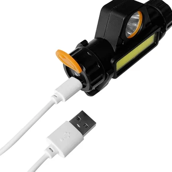USB Uzlādes Mini XPE+COB LED Lukturis USB Uzlādes Zvejas Lukturu Lampiņu Āra Brīdinājuma Waterprof Gaismas Āra Rīki