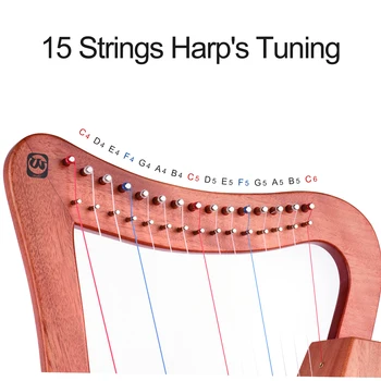 Valters.t 15-String Lira Arfa Koka Stīgu Instruments, ar Līdzi Soma, Siksna, Tīrīšanas Audums Tuning Uzgriežņu atslēgas Pikaps Iesācējiem