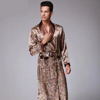 Vasaras Luksusa Satīna Pidžamas Peldmētelis Drukāt Kimono, Halāti, V-veida kakla Mākslīgās Zīda Vīriešu Ķīnas Zīda Drēbes Naktsveļu Vīrietis