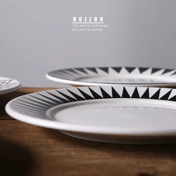 Viesnīca galda radošā keramikas plāksne mājas rietumu pārtikas plāksnes dzīvoklis plate ēdienus dinnerware uzstādīt plāksnes