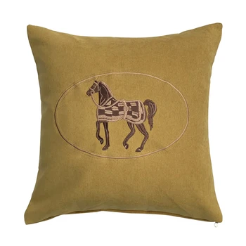 Vintage Izšūti Zirgu 3 Krāsas, Kokvilnas Dekoratīvu Zelta Oranža Mājas Spilvens Gadījumā Dizainere Dīvāna Spilvena Vāka 45x45cm 1pc/daudz