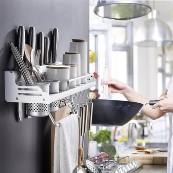 Virtuves plaukts kosmosa alumīnija naža turētājs alumīnija profila žogu multi-purpose garšvielas virtuves uzglabāšanas plaukts papīra dvieļu plaukts