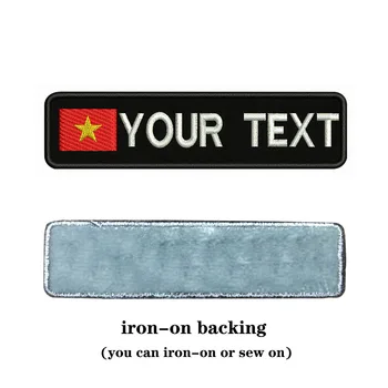 Vjetnamas Karogs 10X2.5cm Izšuvumi Pasūtījuma Nosaukums Tekstu Plāksteris Svītras žetons Dzelzs Vai Velcro Pamatni Ielāpus Drēbes Mugursoma