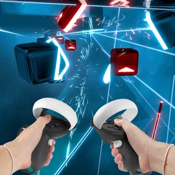 VR Piederumi Aizsardzības Vāks Oculus Quest 2 VR Touch Kontrolieris Silikona Vāciņu Grip Roktura Apvalks Šarnīrs Siksnu Quest2