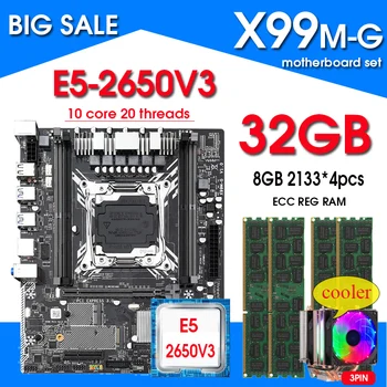X99 mātesplati ar XEON E5 2650 V3 4*8G DDR4 ECC REG atmiņas combo kit komplekts NVME USB3.0 SATA3 Vara caurule vēsāks