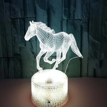 Zirgu 3D Lampas Poniju 7 Krāsu Izmaiņas LED USB Akrila Mazā Nakts apgaismojums Iekštelpu Atmosfēru Lampas Bērnu Rotaļlietas Un Dāvanas Piliens Kuģis